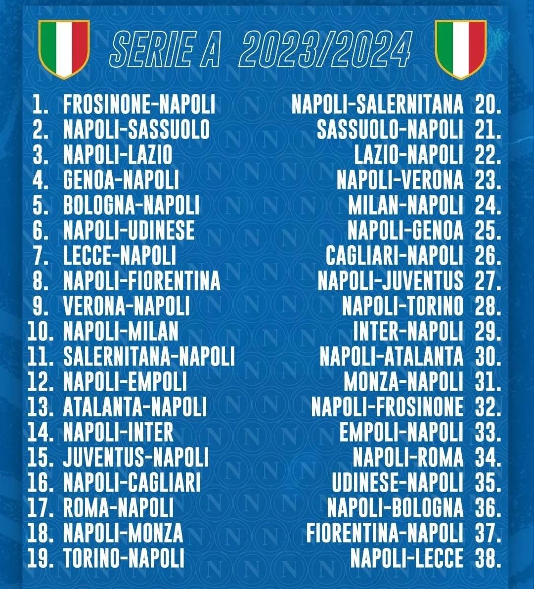 Ecco il calendario della stagione 2023-2024 - Mundo Napoli Sport 24